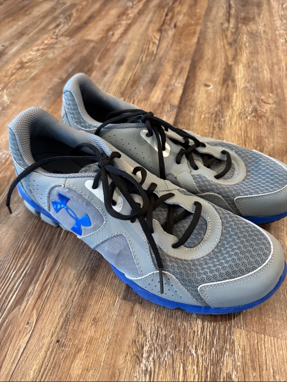 Under Armour Gray and Blue Men's Training Sneakers with Black Laces